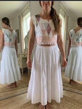 Upcycled Vtg Quilt-top Cropped Top M-L Handmade Dont Throw It Out